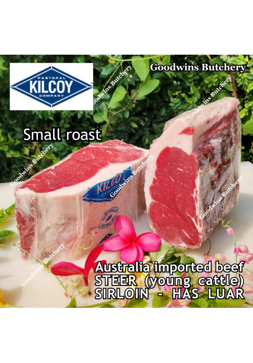 Beef Sirloin aged-frozen Australia STEER young cattle (Striploin / New York Strip / Has Luar) brand KILCOY small roast cuts +/- 4-5" 1.6-2.0 kg/pc (price/kg)